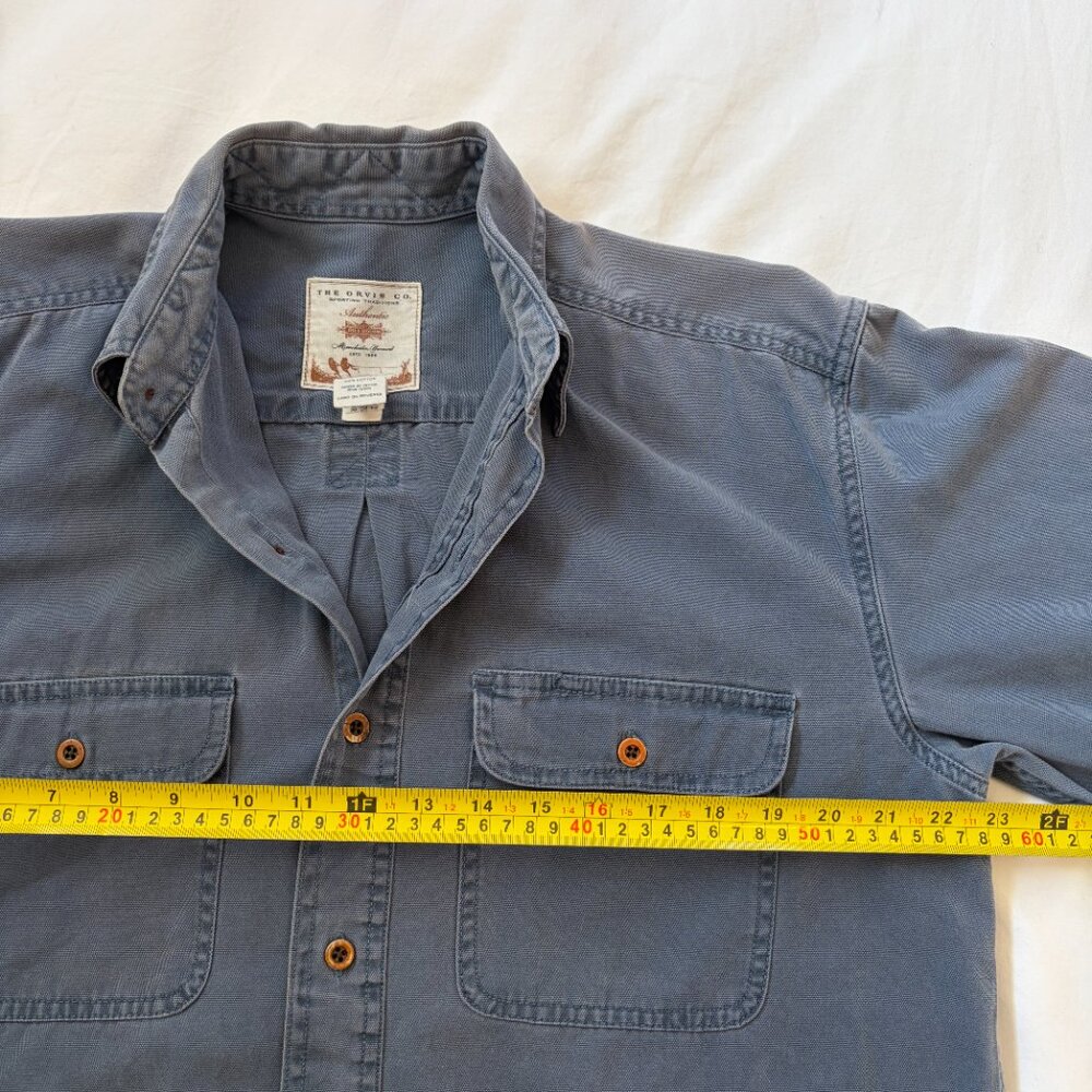 Vintage Blue Canvas/Cotton Orvis Button Down Shirt Size M/L